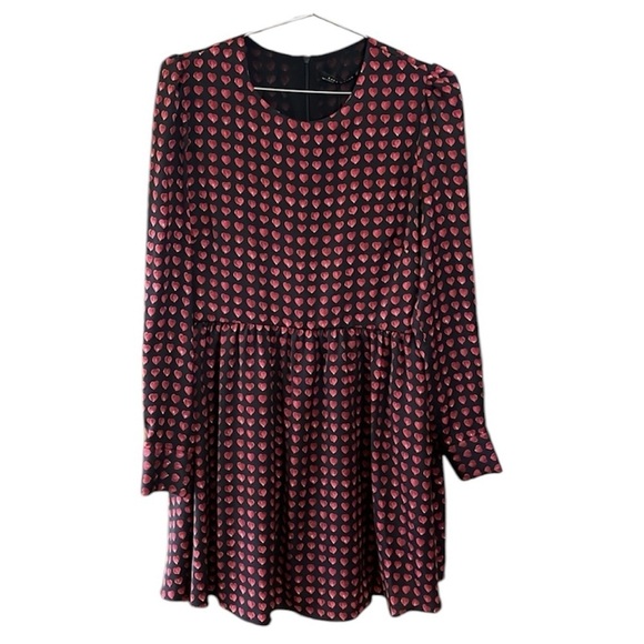 ZARA Heart Print Babydoll Mini Dress NWT Size Large - Picture 2 of 15